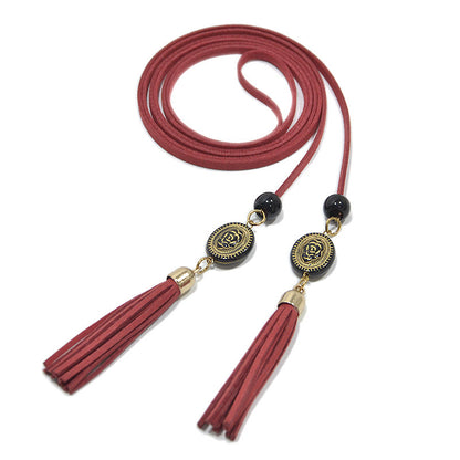 Belt Women's Waist Rope Black with Chiffon Lace