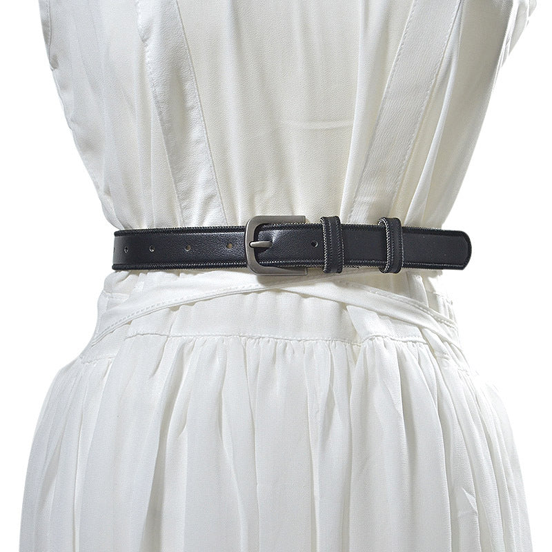 Gun black imitation leather pin buckle belt