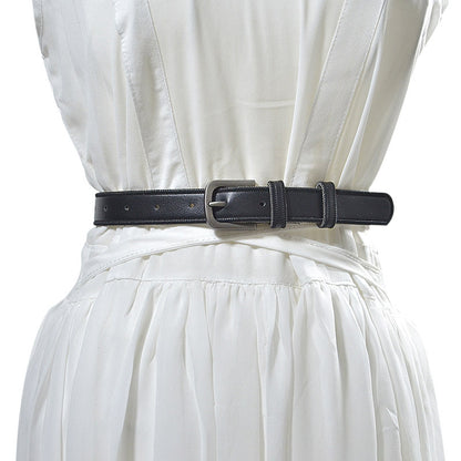 Gun black imitation leather pin buckle belt