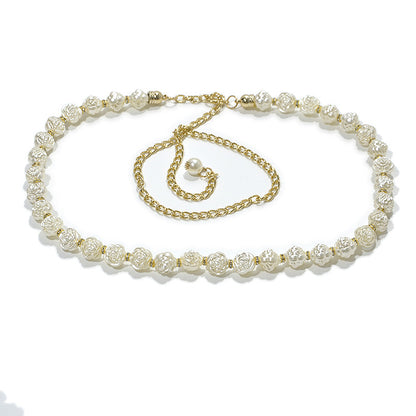 Pearl rose waist chain
