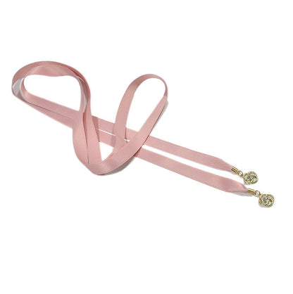 Rhinestone inlaid solid color thin waist rope