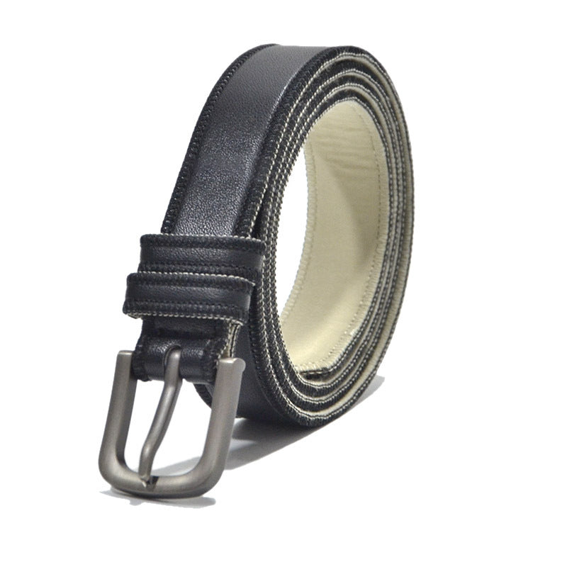 Gun black imitation leather pin buckle belt