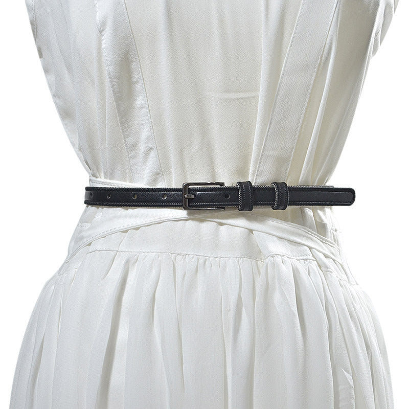 Decorative gun black buckle car stitching thin belt