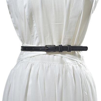 Decorative gun black buckle car stitching thin belt