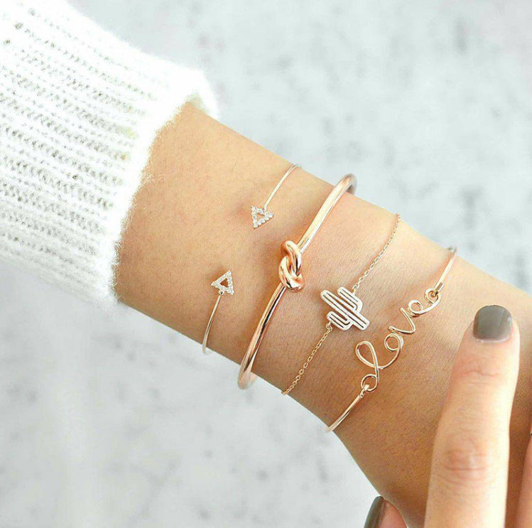 Cactus Love Knot Bracelet Set
