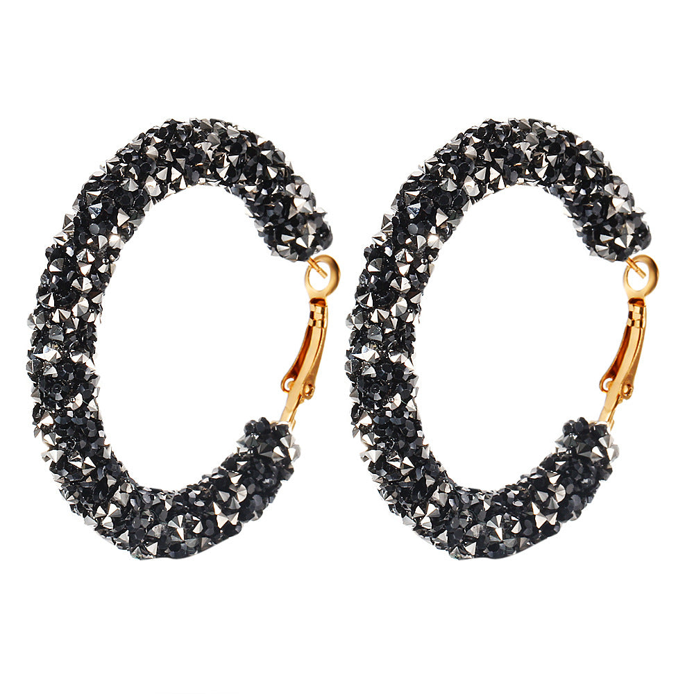 Retro Crystal Circle Earrings