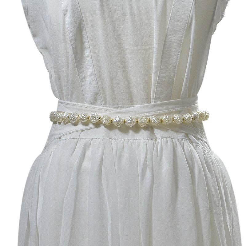 Pearl rose waist chain
