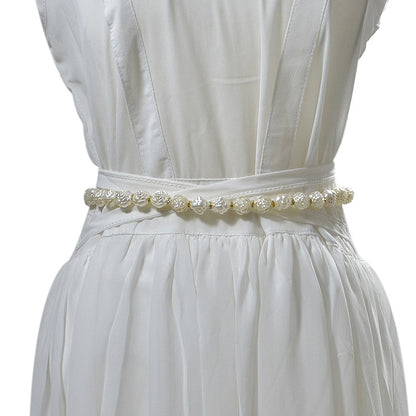Pearl rose waist chain