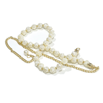 Pearl rose waist chain