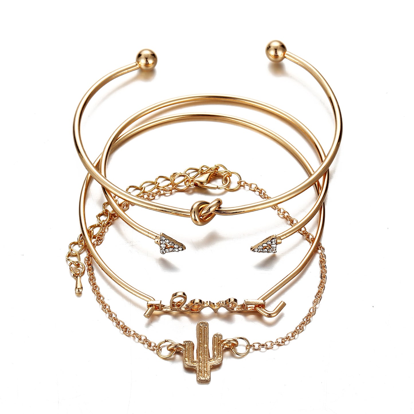 Cactus Love Knot Bracelet Set