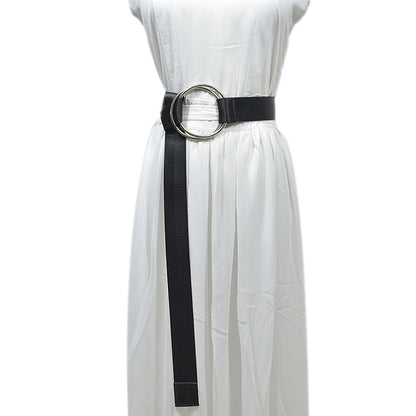 Double Buckle Solid Color Canvas Belt