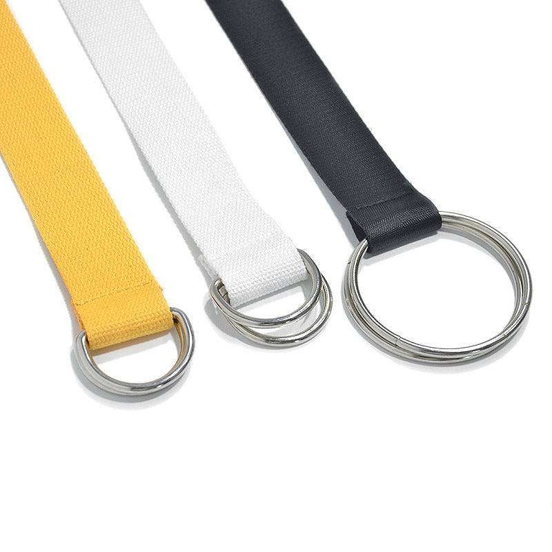 Double Buckle Solid Color Canvas Belt