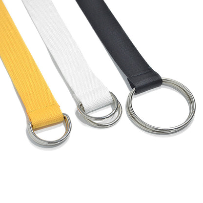 Double Buckle Solid Color Canvas Belt