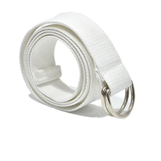 Double Buckle Solid Color Canvas Belt
