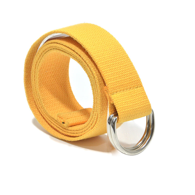 Double Buckle Solid Color Canvas Belt