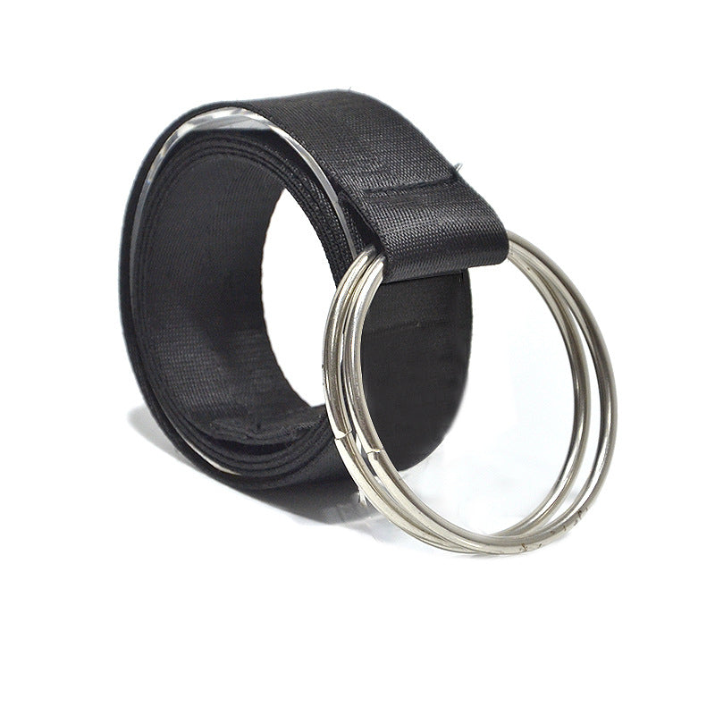 Double Buckle Solid Color Canvas Belt