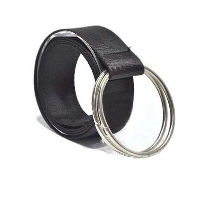 Double Buckle Solid Color Canvas Belt