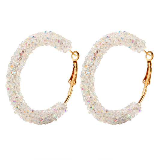 Retro Crystal Circle Earrings