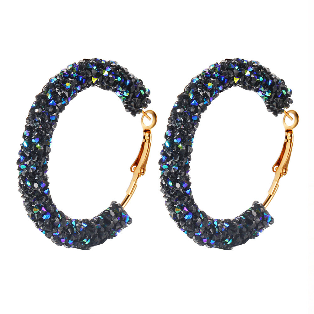 Retro Crystal Circle Earrings