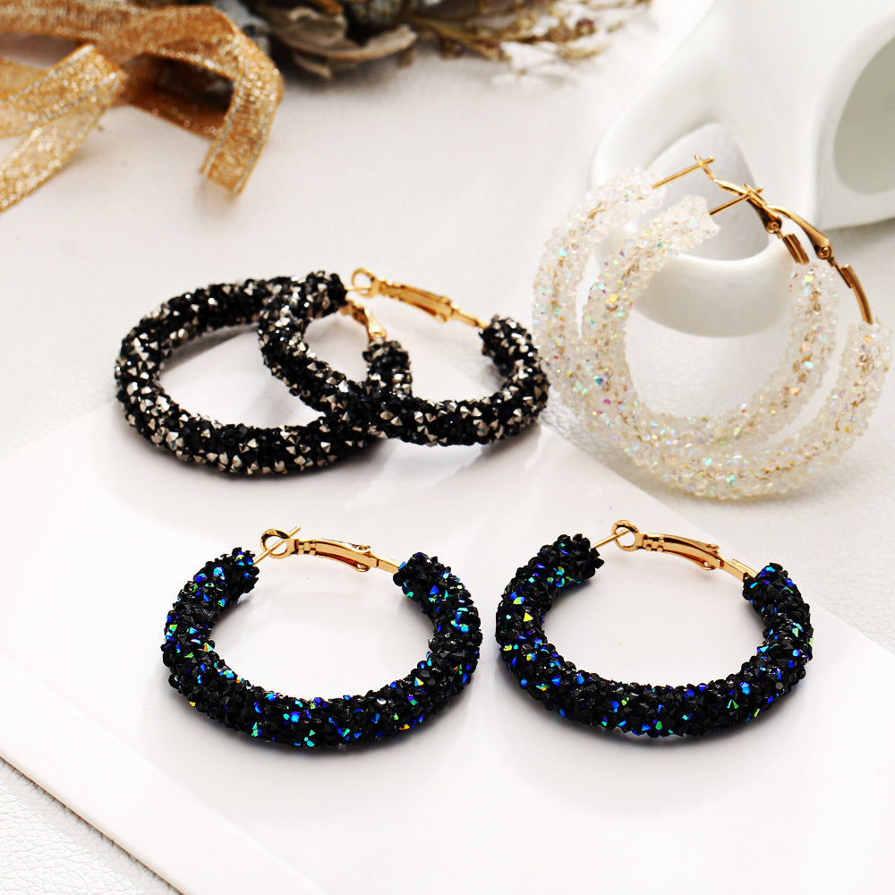 Retro Crystal Circle Earrings