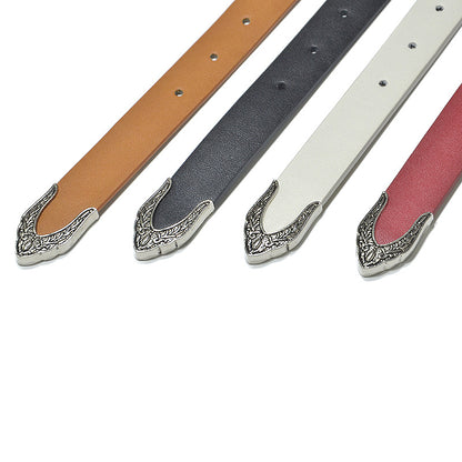 Faux leather multi-color retro carved belt