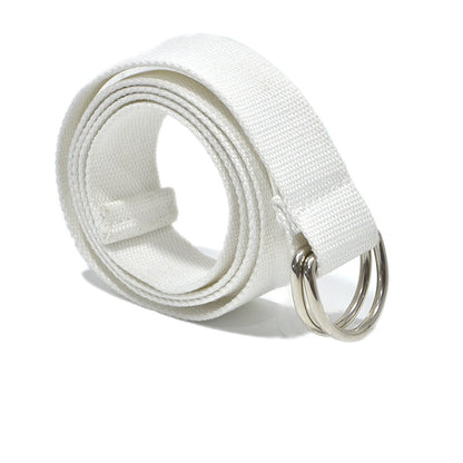 Double Buckle Solid Color Canvas Belt