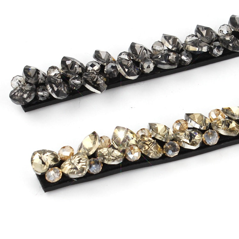 Female fine rhinestone inlaid belt elastic