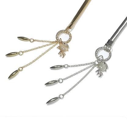 Goldfish rhinestone inlaid pendant waist chain