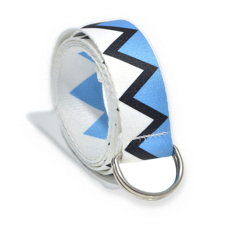 Double loop buckle geometric shape canvas belt