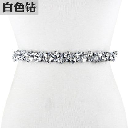 Female fine rhinestone inlaid belt elastic