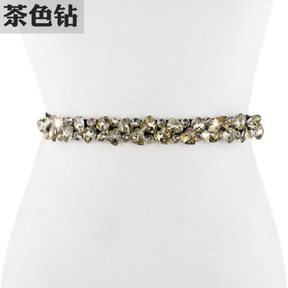 Female fine rhinestone inlaid belt elastic