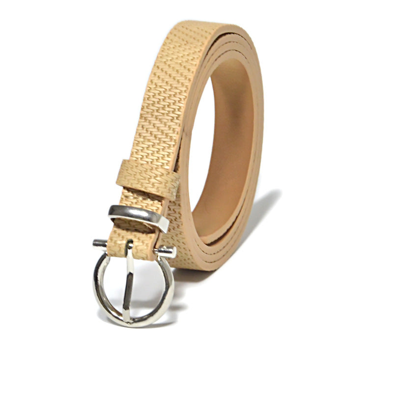 Big-name button head pin buckle imitation leather belt