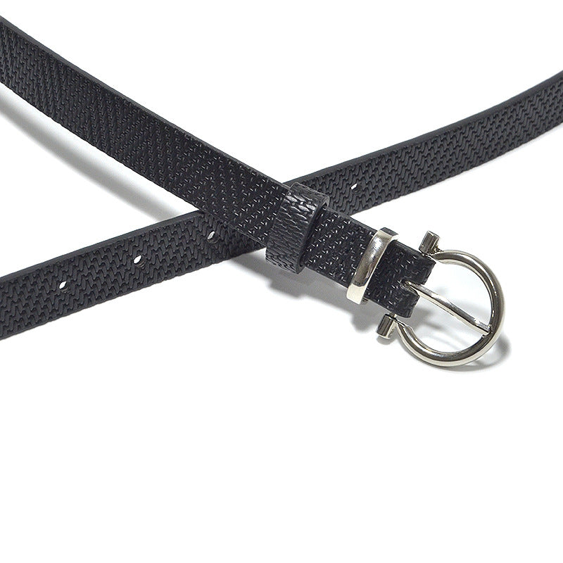 Big-name button head pin buckle imitation leather belt