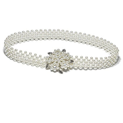 Fashion rhinestone inlaid pearl waist chain