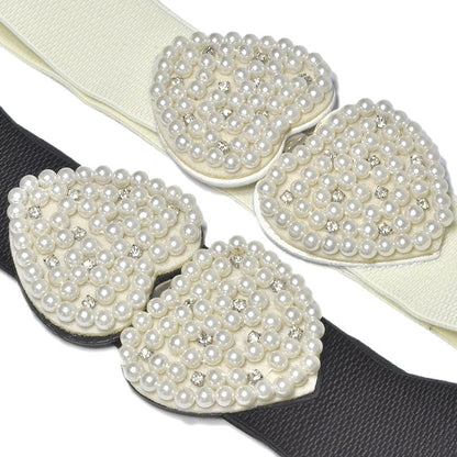 Pearl belt elastic wide belt
