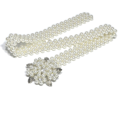 Fashion rhinestone inlaid pearl waist chain