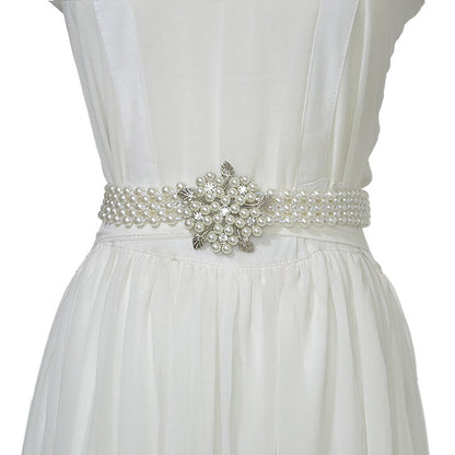 Fashion rhinestone inlaid pearl waist chain