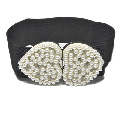 Pearl belt elastic wide belt