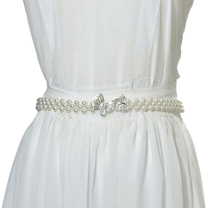 Rhinestone Pearl Inlaid Fine Belt