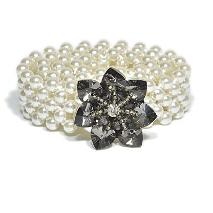 Pearl crystal wide belt woman