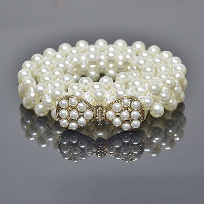 Rhinestone Pearl Bow Waist Seal