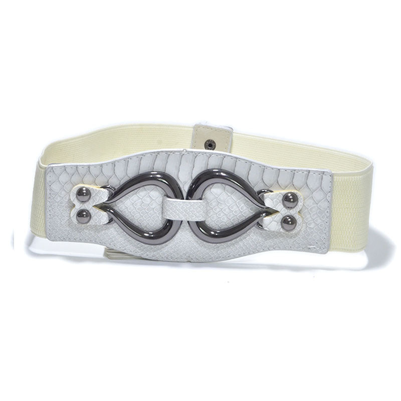 Faux leather elastic wide belt