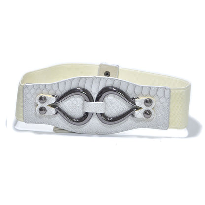 Faux leather elastic wide belt