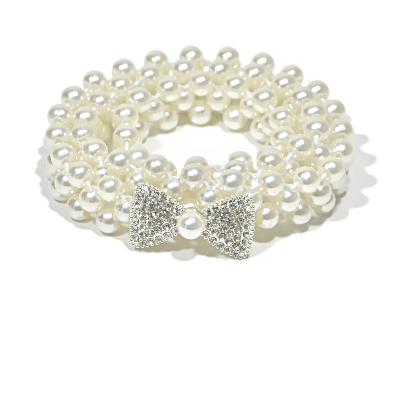 Rhinestone Pearl Bow Waist Seal