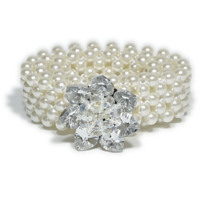 Pearl crystal wide belt woman