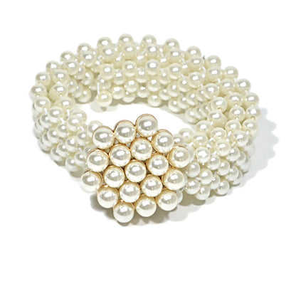 Pearl embellished elastic wide belt