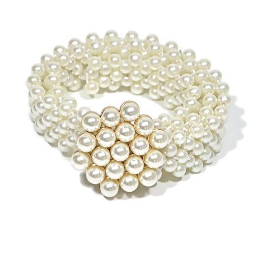 Pearl embellished elastic wide belt