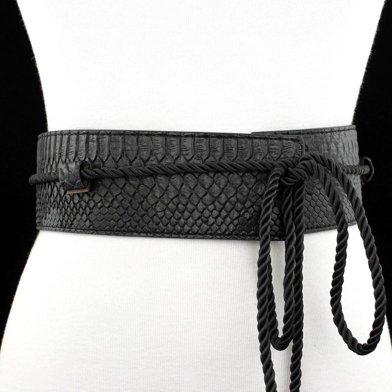 Gold rope fringed strap belt