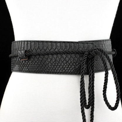 Gold rope fringed strap belt