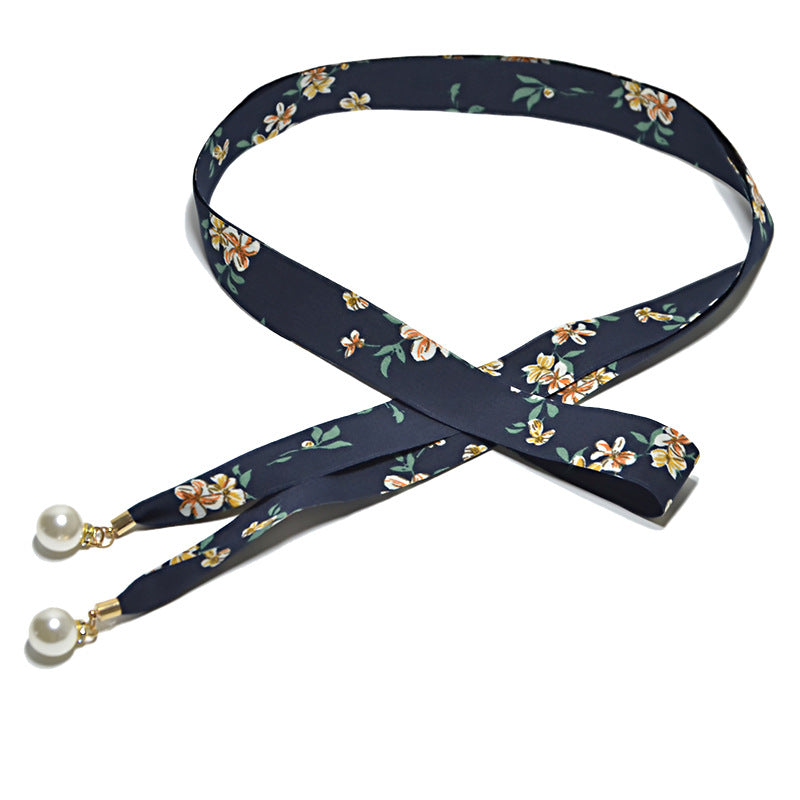 canvas pearl pendant thin waist rope